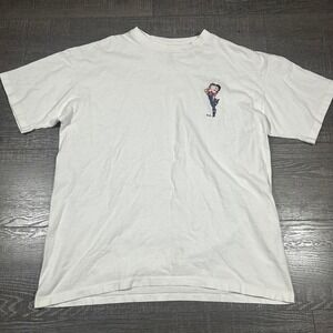 Vintage Betty Boop Embroidered White T Shirt Large College‎ Ware USA